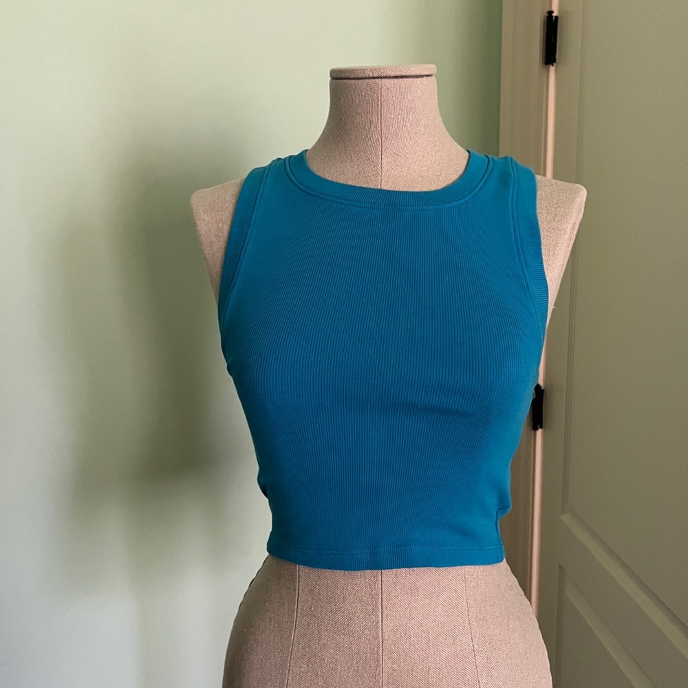 Zara Blue Sleeveless Crop Tank Top
